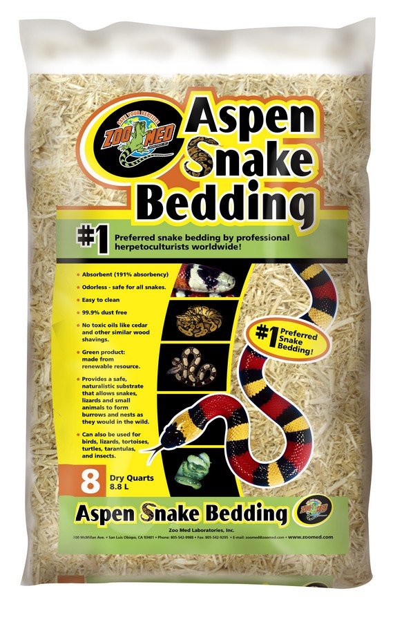 Zoo Med Aspen Snake Bedding – 8 Quarts, Natural Safe Substrate For Reptiles & Small Animals